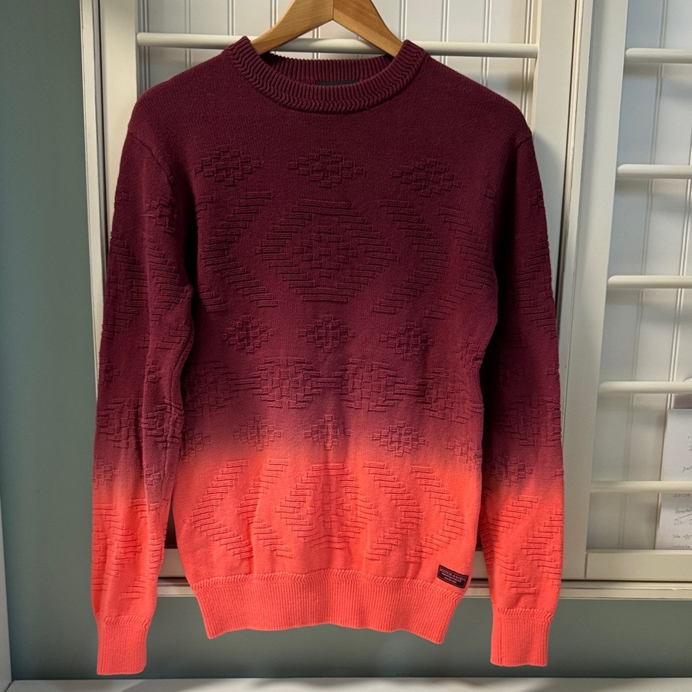 Scotch & Soda Men's Gradient Crewneck Sweater - Burgundy to Coral